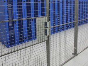 wire mesh data center fencing cage enclosing servers