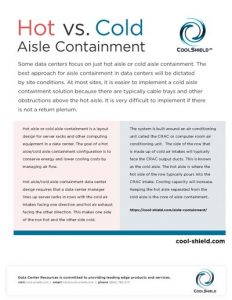 A diagram showing the benefits of hot vs cold aisle containment.