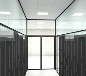 An double door server self supported aisle containment system rendering