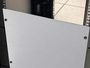 White blanking panel in server room on rack