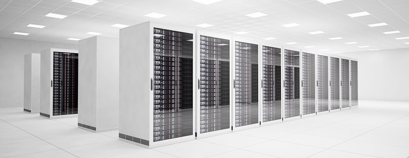 build to suit data center rendering in white room